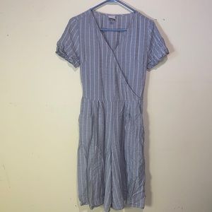 Gray Windowpane Wrap Jumpsuit Romper | Wide Leg Cropped One-Piece Mini